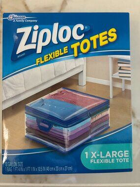 Ziploc XL X-Large Flexible Totes Heavy Duty 10 Gallon Clear Plastic Storage Tote